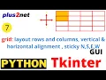 Tkinter Grid layout management by row columns aligning in both horizontal vertical directions