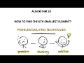 ALGO 20 ALGORITHM TO FIND THE KTH SMALLEST ELEMENT IN UNORDERED ARRAY PROBLEM SOLVING TECHNIQUES