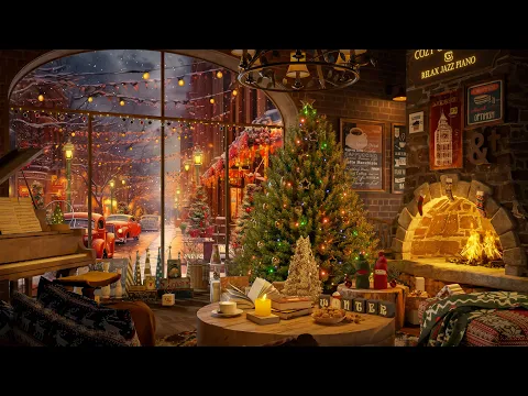 Download MP3 Winter Night Jazz by the Cozy Coffee Shop 🎄 Warm Christmas Ambience for Study, Work, Relax