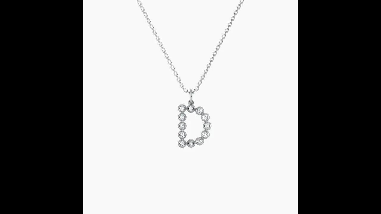 Letter D Initial Necklace Bubble Pendant