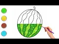 Easy Watermelon Coloring Page Learn Colors for Kids Fun Drawing Coloring