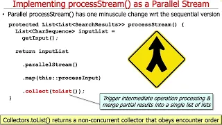 Implementing the Java SearchWithParallelStreams Hook Methods