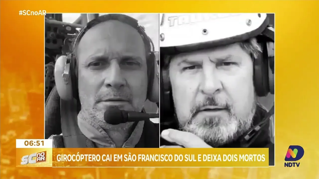 Girocóptero cai em São Francisco do Sul e deixa dois mortos