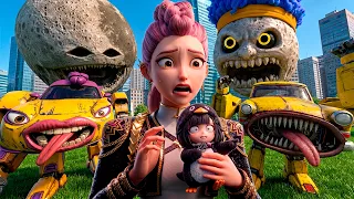 RUMI & Gugu Gaga Penguin vs CAR EATERS ANGRY MOON D Billions SEA EATER in Garry`s Mod
