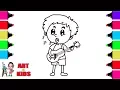 How to Draw a Boy Playing Guitar Coloring Pages For Children