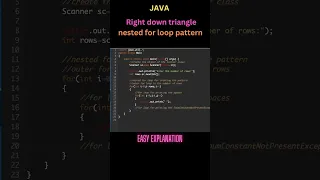 Right down triangle nested for loop pattern Java Programming