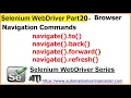 Selenium WebDriver Part20 WebDriver Commands Browser Navigation Commands