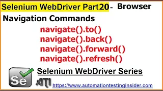 Selenium WebDriver Part20 WebDriver Commands Browser Navigation Commands