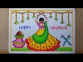 Very easy Navratri drawing Dussehra festival drawing Navratri Special Traditional girl drawing
