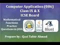 Practice Questions for Mathematical Functions in JAVA Computer Application Class 9 10 ICSE