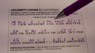 Instructional Cryptogram Solution Oct 2 2018