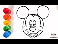 How To Draw And Paint Mickey Mouse Mickey Mouse Coloring Page Drawing For Kids Learn Colors