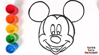 How To Draw And Paint Mickey Mouse Mickey Mouse Coloring Page Drawing For Kids Learn Colors