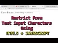 Restrict Form Text input Characters Using HTML5 JAVASCRIPT