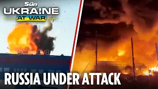 Dramatic moment Ukrainian drone strikes Russian retailer’s logistics hub causing fireball explosion