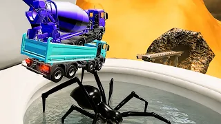 Open Bridge Crashes over Toilet with Giant Spider - BeamNG drive