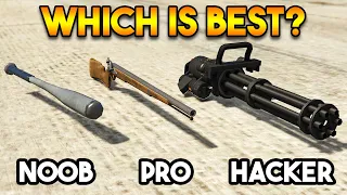 GTA 5 ONLINE : NOOB VS PRO VS HACKER (WHICH IS BEST WEAPON?)