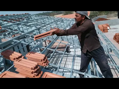 Download MP3 Mangalore Clay Roof Tiles Fitting Work On G.I Framing Work.