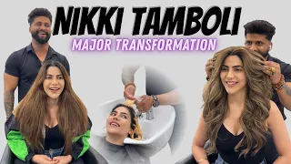 nikki tamboli shocking hair colour transformation major haircolour transformation 