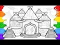 Glitter Unicorn House Coloring and Drawing for Kids How to Draw a Unicorn House Coloring Page