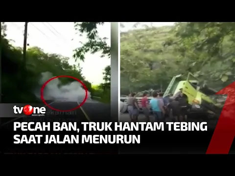 Detik-detik Menegangkan Truk Sarat Muatan Hantam Tebing di Gunungkidul