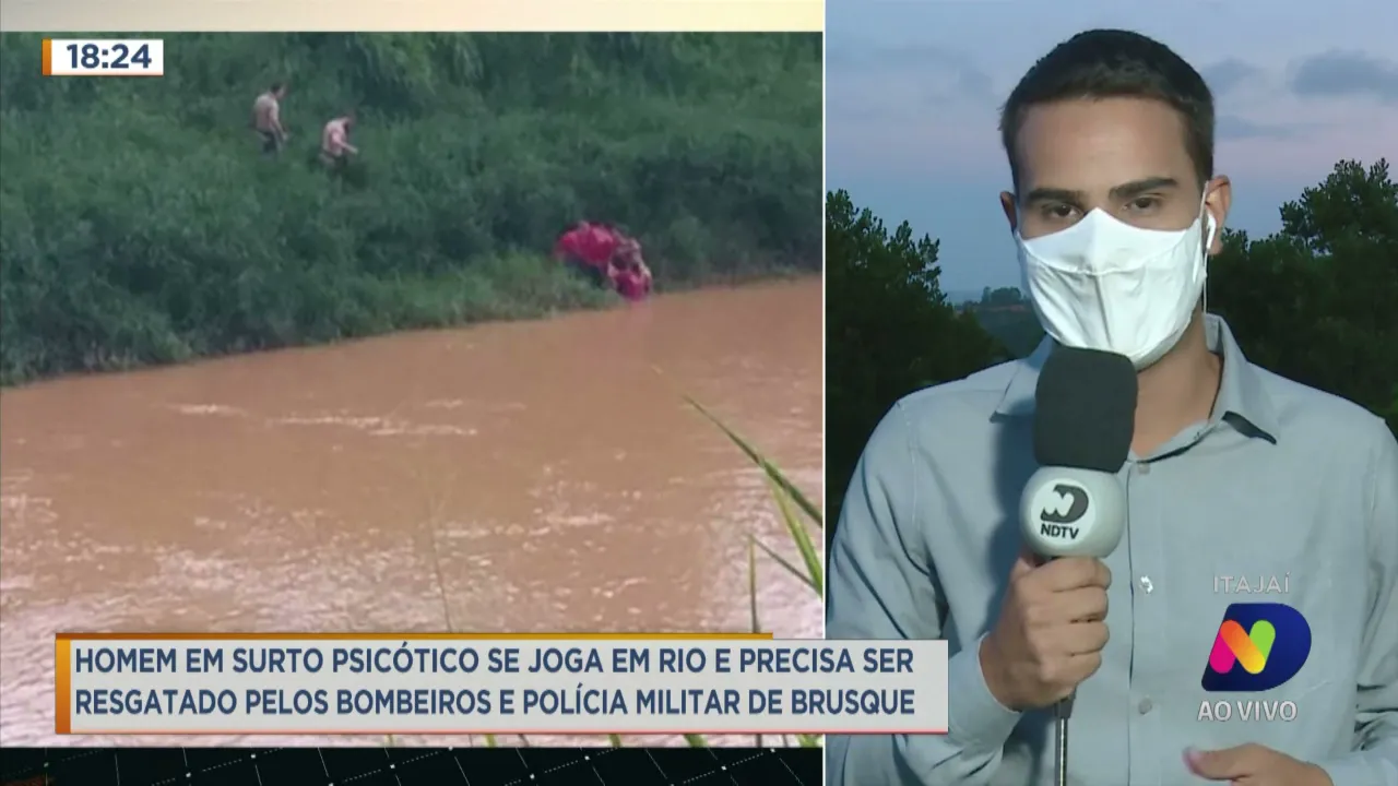 Homem em surto psicótico se joga em rio na Região central de Brusque