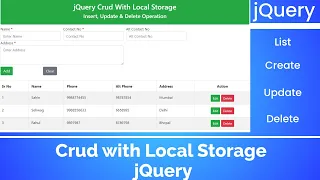 Crud with Local Storage jQuery jQuery tutorial jQuery tutorial for beginners