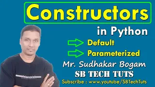 Constructors in Python Constructor Default Parameterized Constructor Python Telugu