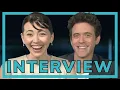 JESSICA HENWICK in a really good mood during SILO INTERVIEW with Ashley Zukerman
