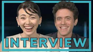 JESSICA HENWICK in a really good mood during SILO INTERVIEW with Ashley Zukerman