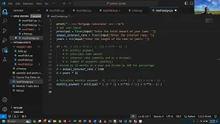 Python Programming - Module 1 Lab 3 Assignment mortgage calculator