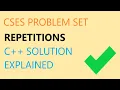 CSES Repetitions C solution another simple for loop problem using max function
