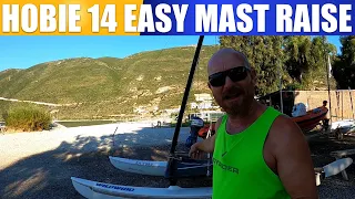 HOBIE 14 the easy way to raise and lower the mast solo. A tutorial video lesson
