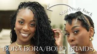 How I Did Bora Braids On My Short Pixie Cut Clip In Method that Saves Time