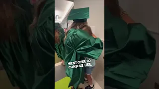 Little sister gets emotional seeing her big sister graduate high school