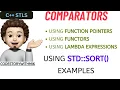 Comparators in C sort Example Function Pointer Functors Lambda Expressions
