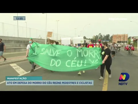 Ato em defesa do Morro do Céu reúne pedestres e ciclistas em Criciúma