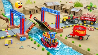 diy mini tractor builds an opening brick bridge amazing boat science project topminigear