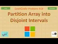 Partition Array into Disjoint Intervals Leetcode 915 Array Microsoft