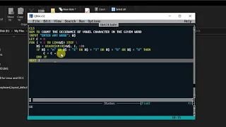 Qbasic program to count vowel character