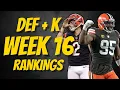 Top 15 DEF K Rankings - Week 16 Fantasy Football
