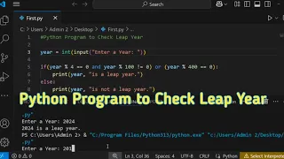 Python program to check leap year Python Programming Check leap year program Python Tutorial