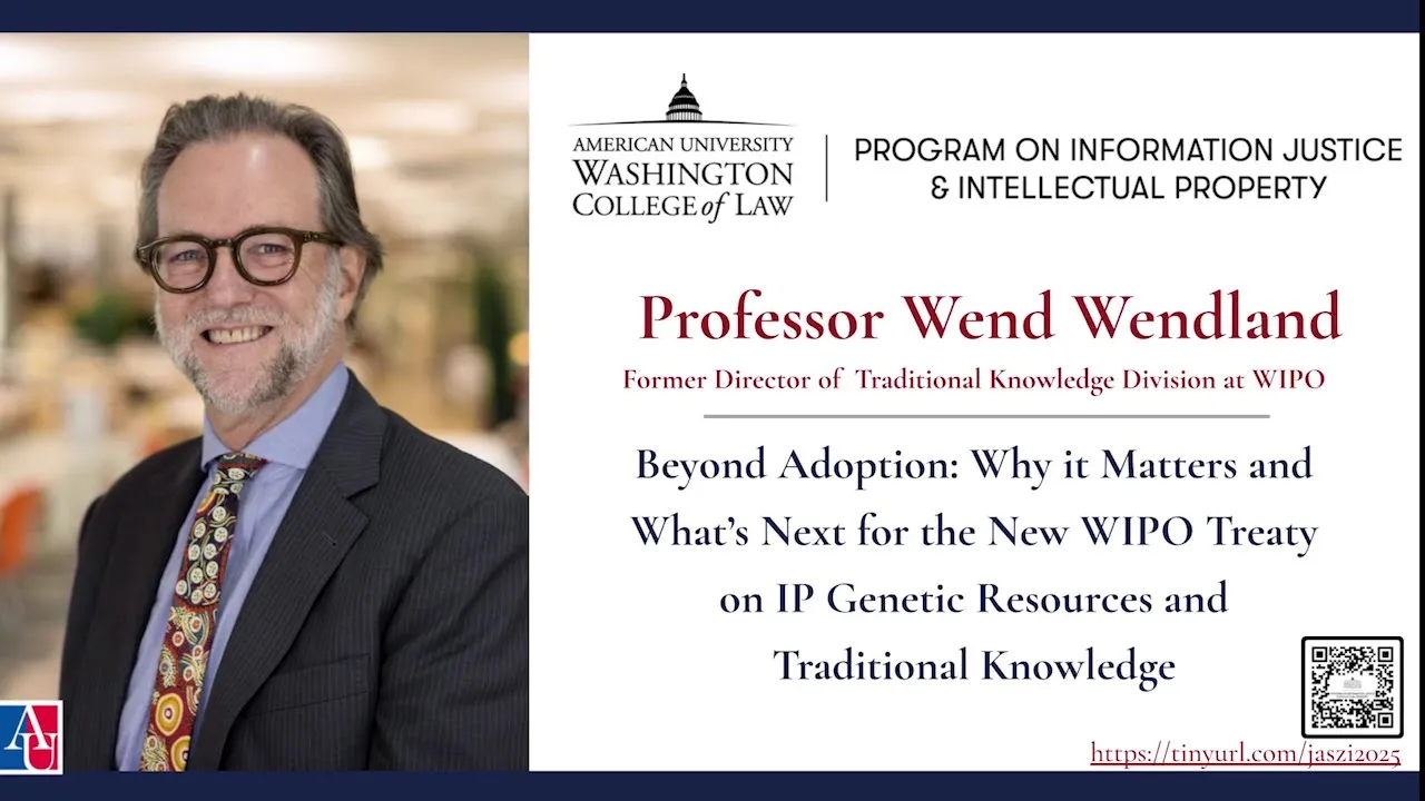 14th Peter A Jaszi Distinguished Lecture: Prof Wend Wendland: What’s Next for Traditional Knowledge?