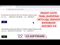 How to insert Date and Time or Datetime in Server Database using ASP Net C