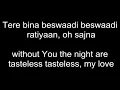 Tere Bina - Guru AR Rahman with Hindi and English translation