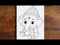 Cute bal ganesha easy drawing l ganpati chitra l pencil drawing ganesh chaturthi special