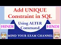 SQL Add Unique Constraint HINDI Unique vs Primary Key Constraint Database Relational DBMS
