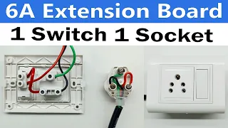 Extension Board Wiring | 6 Amp 1 Switch 1 Socket wiring connection