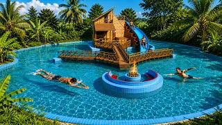 Jungle Bamboo House With Giant Slide and Pool