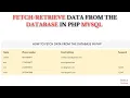 Fetch or Retrieve data From the Database in PHP MySQL Retrieve Data in Table snehacodes7132